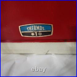 Vintage 48 Qt Red Thermos Metal Cooler Ice Chest Retro Camping Tailgating 1970s