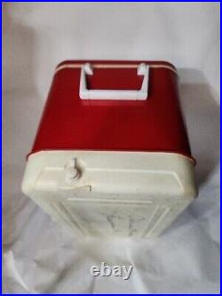 Vintage 48 Qt Red Thermos Metal Cooler Ice Chest Retro Camping Tailgating 1970s