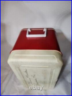 Vintage 48 Qt Red Thermos Metal Cooler Ice Chest Retro Camping Tailgating 1970s