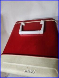 Vintage 48 Qt Red Thermos Metal Cooler Ice Chest Retro Camping Tailgating 1970s