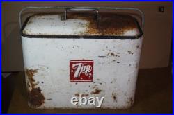 Vintage 50's Metal 7up Progress Refrigeration Cooler -Solid But Needs TLC