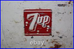 Vintage 50's Metal 7up Progress Refrigeration Cooler -Solid But Needs TLC