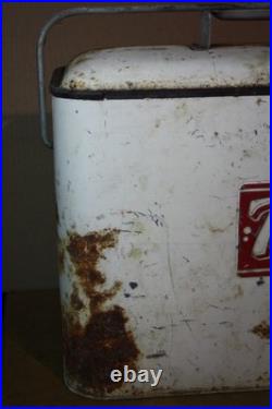Vintage 50's Metal 7up Progress Refrigeration Cooler -Solid But Needs TLC