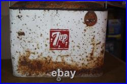 Vintage 50's Metal 7up Progress Refrigeration Cooler -Solid But Needs TLC