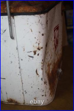 Vintage 50's Metal 7up Progress Refrigeration Cooler -Solid But Needs TLC
