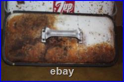 Vintage 50's Metal 7up Progress Refrigeration Cooler -Solid But Needs TLC