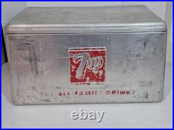 Vintage 50's Metal 7up Progress Refrigeration Cooler withTray Locking 23x13x13