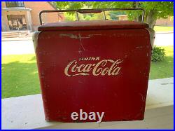Vintage 50s Coca Cola Coke Cooler Metal Ice Chest Bottle Opener, Drain, No Tray