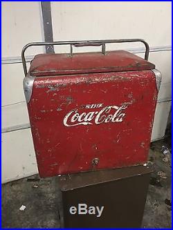 Vintage'50s Embossed Coca-Cola Metal Cooler Ice Chest with Side Opener