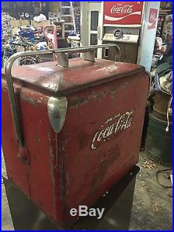 Vintage'50s Embossed Coca-Cola Metal Cooler Ice Chest with Side Opener