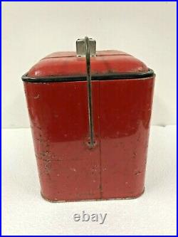Vintage 50s PLEASURE CHEST cooler LUNCHBOX red metal ice steel picnic box tote