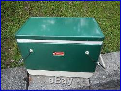 Vintage 60's Coleman Green Chest Cooler Metal Locking Handles with Tray