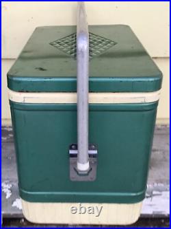 Vintage 60's Green Metal COLEMAN Chest Cooler Diamond Logo Retro Party Beer Soda