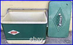 Vintage 60's Green Metal COLEMAN Chest Cooler Diamond Logo Retro Party Beer Soda