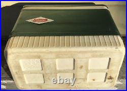 Vintage 60's Green Metal COLEMAN Chest Cooler Diamond Logo Retro Party Beer Soda