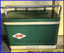 Vintage 60's Green Metal COLEMAN Chest Cooler Diamond Logo Retro Party Beer Soda