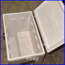 Vintage 60s And 70s Coleman Brown Beige Tan Metal Cooler WithOpener 18x11x13