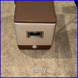 Vintage 60s And 70s Coleman Brown Beige Tan Metal Cooler WithOpener 18x11x13