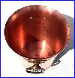 Vintage 7.9inch French Copper Ice Bucket Cooler Bronze Brass Handles 2.2lbs