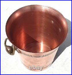 Vintage 7.9inch French Copper Ice Bucket Cooler Bronze Brass Handles 2.2lbs