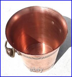 Vintage 7.9inch French Copper Ice Bucket Cooler Bronze Brass Handles 2.2lbs