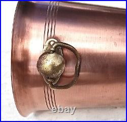 Vintage 7.9inch French Copper Ice Bucket Cooler Bronze Brass Handles 2.2lbs