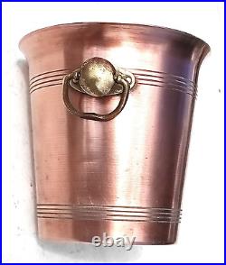 Vintage 7.9inch French Copper Ice Bucket Cooler Bronze Brass Handles 2.2lbs