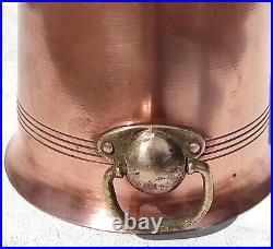 Vintage 7.9inch French Copper Ice Bucket Cooler Bronze Brass Handles 2.2lbs