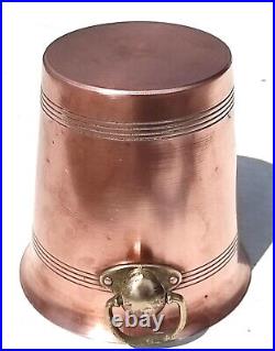 Vintage 7.9inch French Copper Ice Bucket Cooler Bronze Brass Handles 2.2lbs