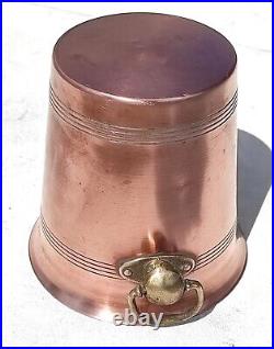 Vintage 7.9inch French Copper Ice Bucket Cooler Bronze Brass Handles 2.2lbs