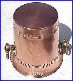 Vintage 7.9inch French Copper Ice Bucket Cooler Bronze Brass Handles 2.2lbs