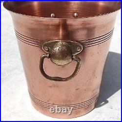 Vintage 7.9inch French Copper Ice Bucket Cooler Bronze Brass Handles 2.2lbs