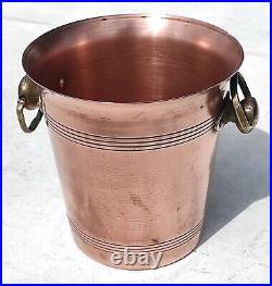 Vintage 7.9inch French Copper Ice Bucket Cooler Bronze Brass Handles 2.2lbs