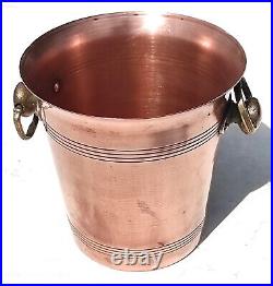 Vintage 7.9inch French Copper Ice Bucket Cooler Bronze Brass Handles 2.2lbs