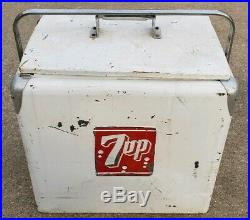 Vintage 7 Up Metal Soda Pop Beverage Ice Chest Cooler Progress Refrigeration Co