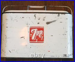 Vintage 7 Up Progress Refrigerator Co Metal Cooler READ FLAWS