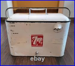 Vintage 7 Up Progress Refrigerator Co Metal Cooler READ FLAWS