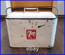 Vintage 7 Up Progress Refrigerator Co Metal Cooler READ FLAWS