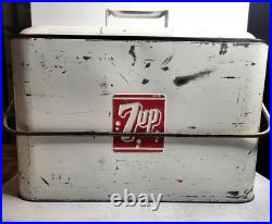 Vintage 7 Up Progress Refrigerator Co Metal Cooler READ FLAWS