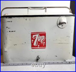 Vintage 7 Up Progress Refrigerator Co Metal Cooler READ FLAWS