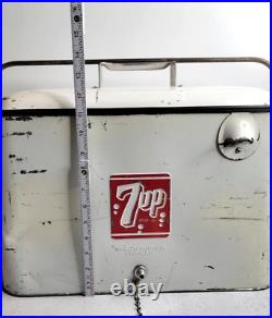 Vintage 7 Up Progress Refrigerator Co Metal Cooler READ FLAWS