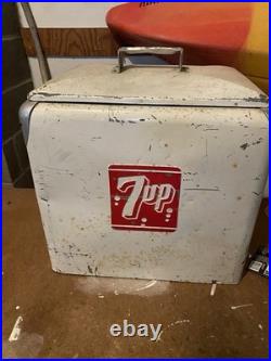 Vintage 7UP Metal Drink Cooler Ice Chest Progress Refrigerator Co