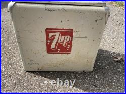 Vintage 7UP Metal Drink Cooler Ice Chest Progress Refrigerator Co