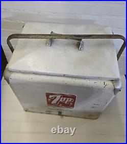 Vintage 7UP Metal Drink Cooler Ice Chest Progress Refrigerator Co