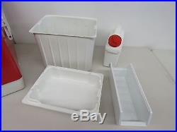 Vintage 80s COLEMAN large RED Steel COOLER ICE CHEST WithTrays 23 x 16 x 13 641