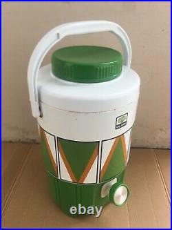 Vintage 80s Sally Bottle Japan Retro Green Metal Plastic Water Cooler