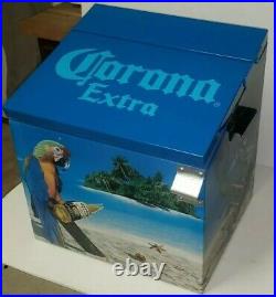 Vintage 90's Corona Extra Find Your Beach Metal Cooler Ice Chest w Bottle Opener