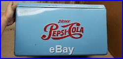 Vintage Advertising Light Blue Pepsi Cola 48 Quart Metal Cooler