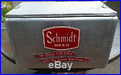 Vintage Aluminum Metal Schmidt Beer Ice Cooler Picnic Nice