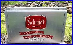 Vintage Aluminum Metal Schmidt Beer Ice Cooler Picnic Nice